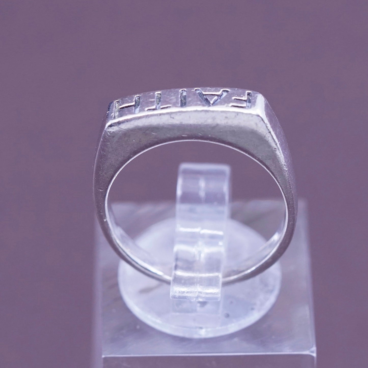sz 6, vintage Sterling silver prayer ring, 925 stackable band engraved “faith”
