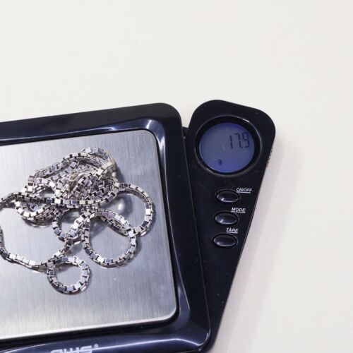 24”, 2mm, Vtg 925 Sterling Silver Box Link chain necklace, Stamped 925 Italy