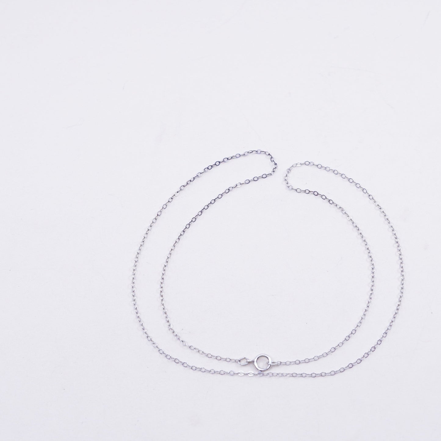 18”, 1mm, Vintage sterling silver flatten circle chain, Italy 925 necklace
