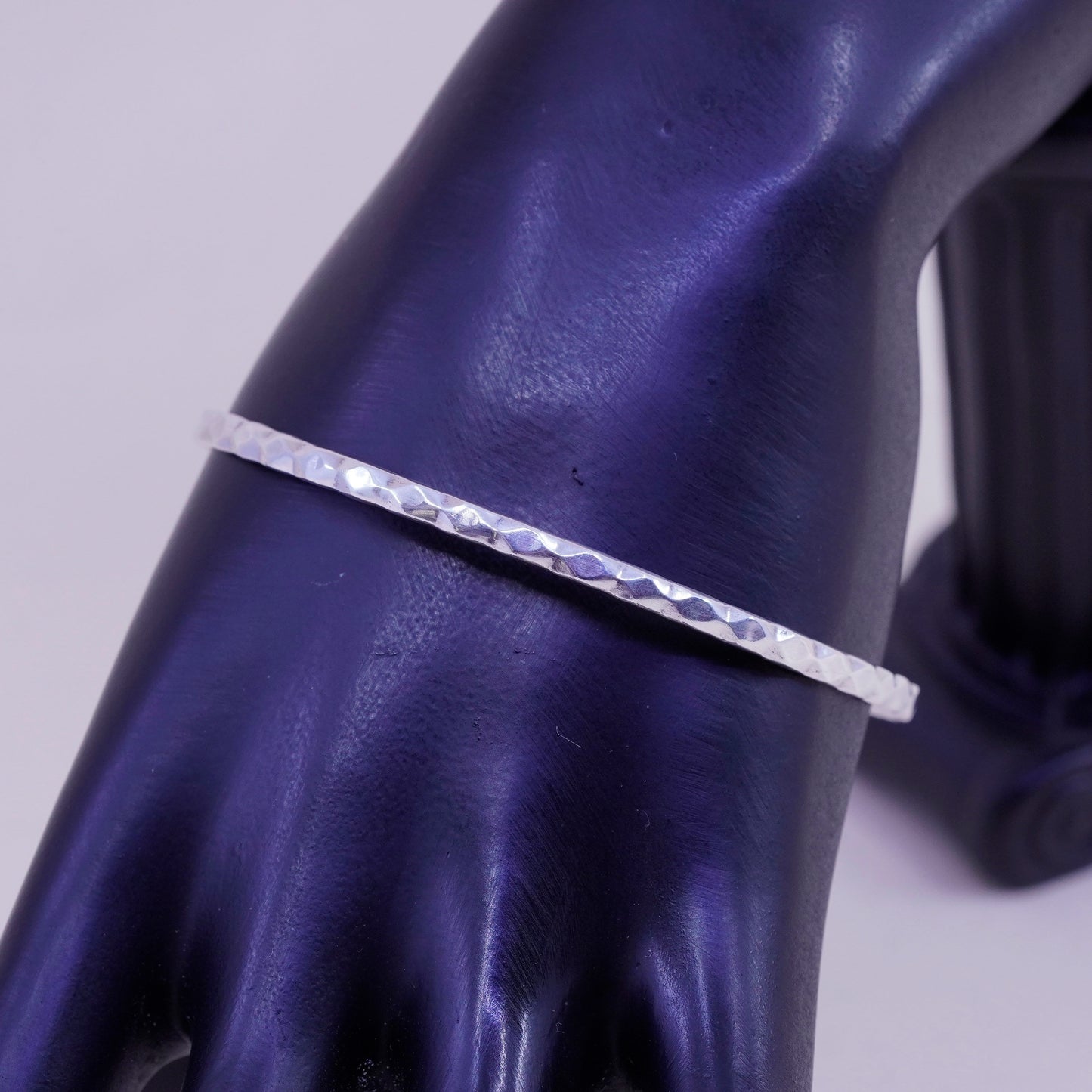 8”, vintage Mexico sterling 925 silver handmade stackable bracelet, diamond cut