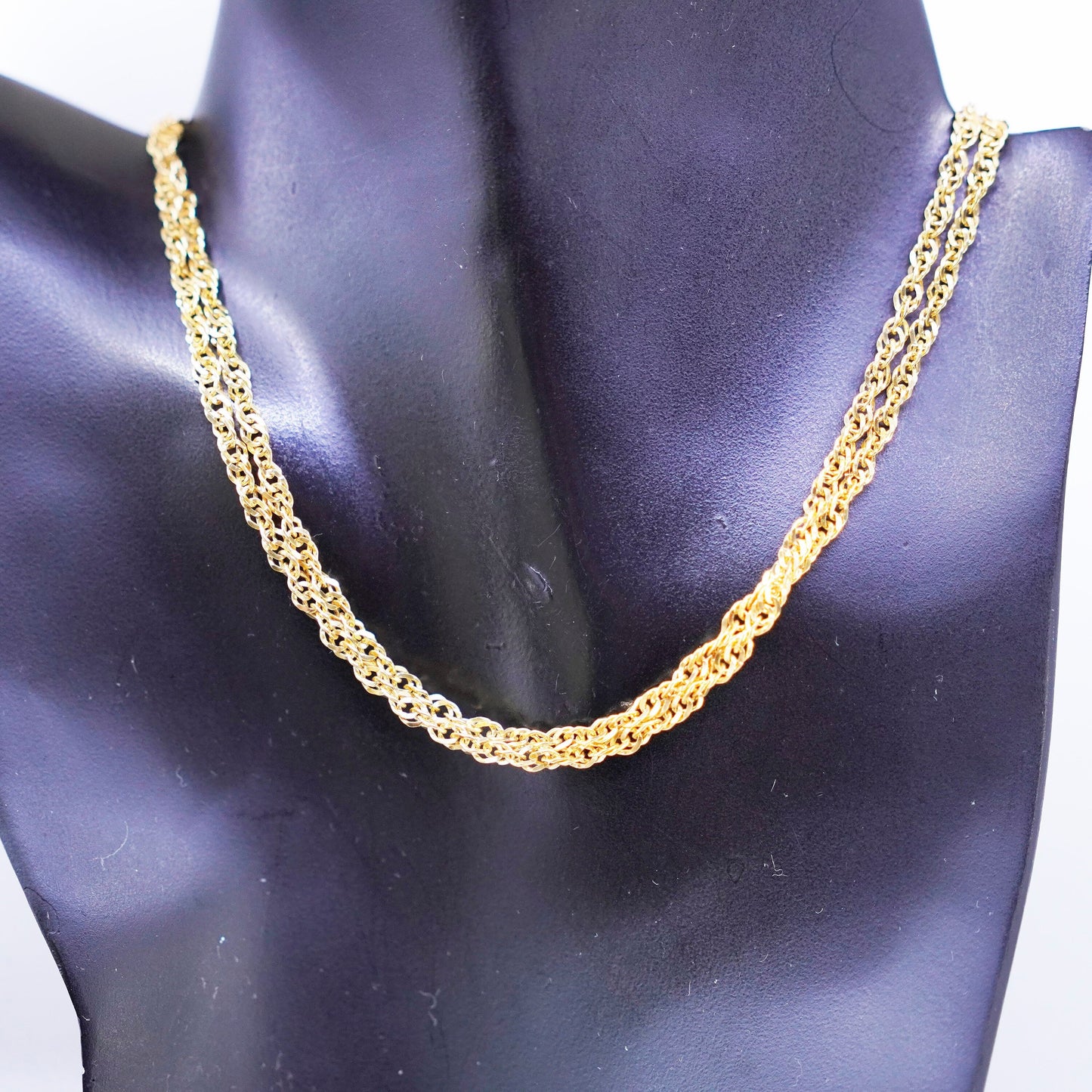 36”, Italy milor vermeil gold over Sterling 925 silver twisted curb necklace