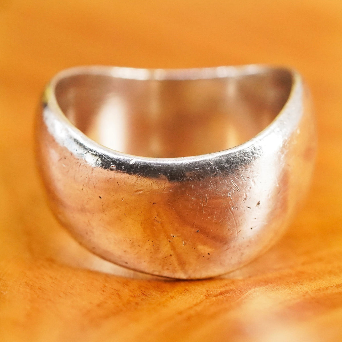 Size 6.75, vintage sterling silver handmade ring, 925 wavy band