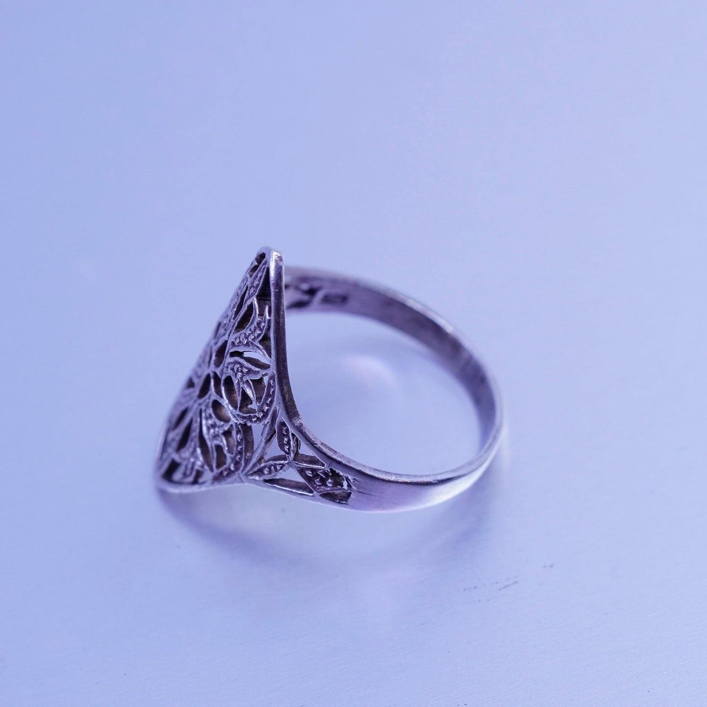 Size 7, vintage Sterling 925 silver handmade ring, filigree band