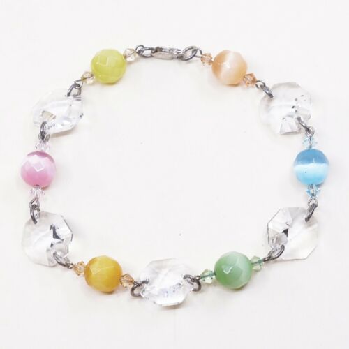 8.25”, Mexico Sterling 925 Silver Handmade Bead Bracelet, Tiger’s Eye beads