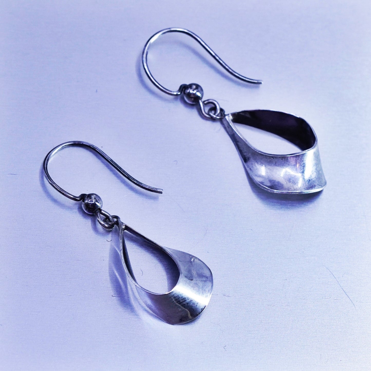 Vintage Mexico Sterling 925 silver handmade teardrop earrings