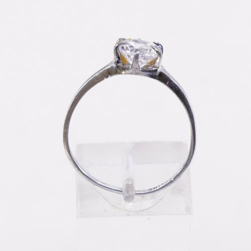 Sz 8.75, Vtg WJ Sterling Silver Handmade Ring, 925 Silver Engagement Ring W/ Cz