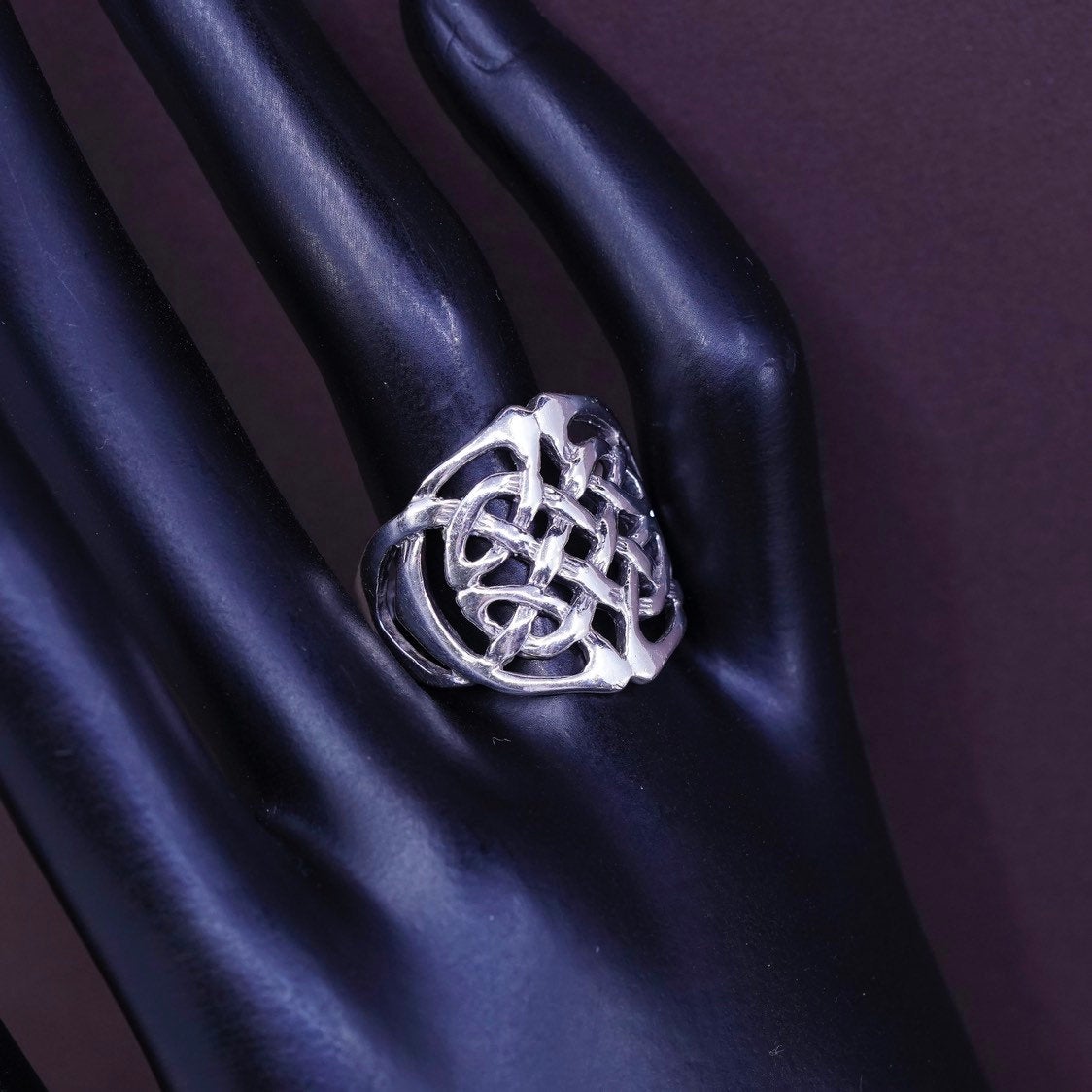Size 8, VTG Sterling silver handmade wired ring, solid 925 silver Irish band