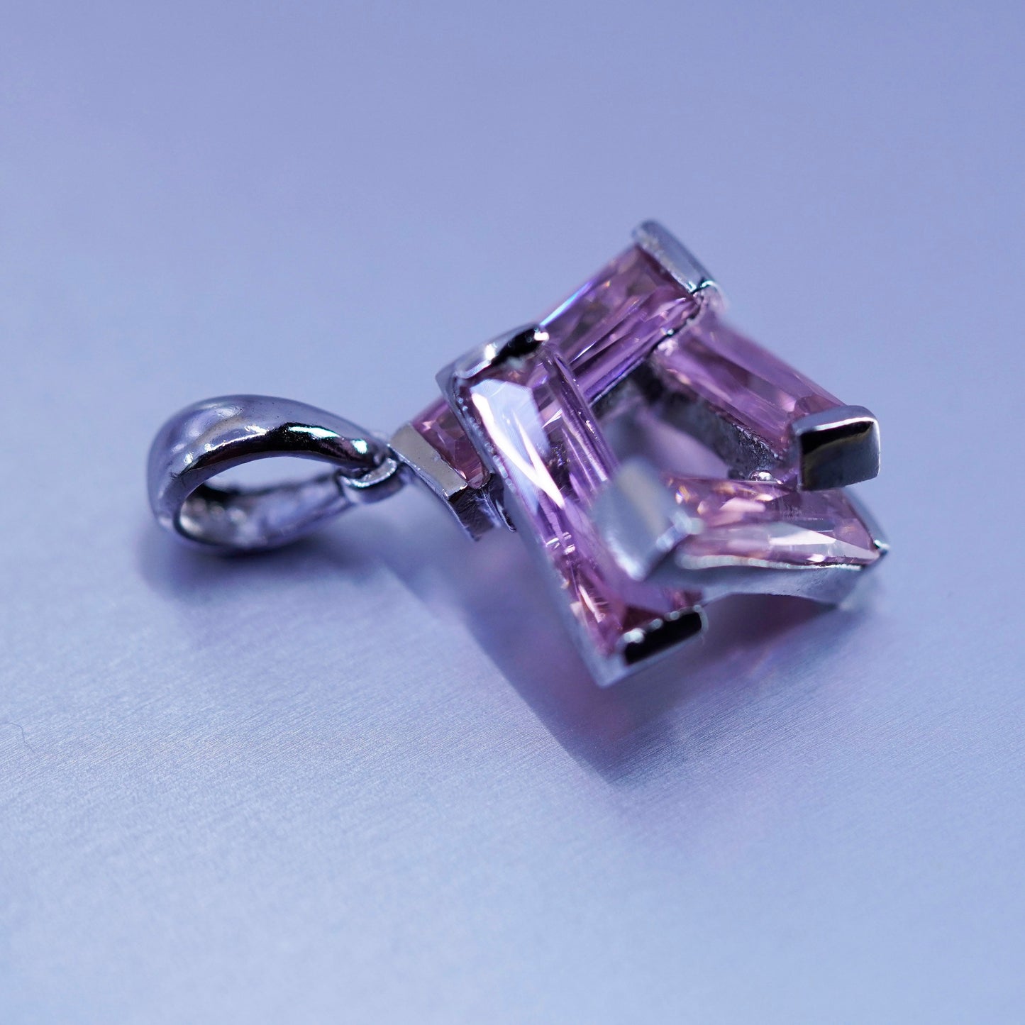 antique sterling 925 silver healing pendant with rose pink crystal