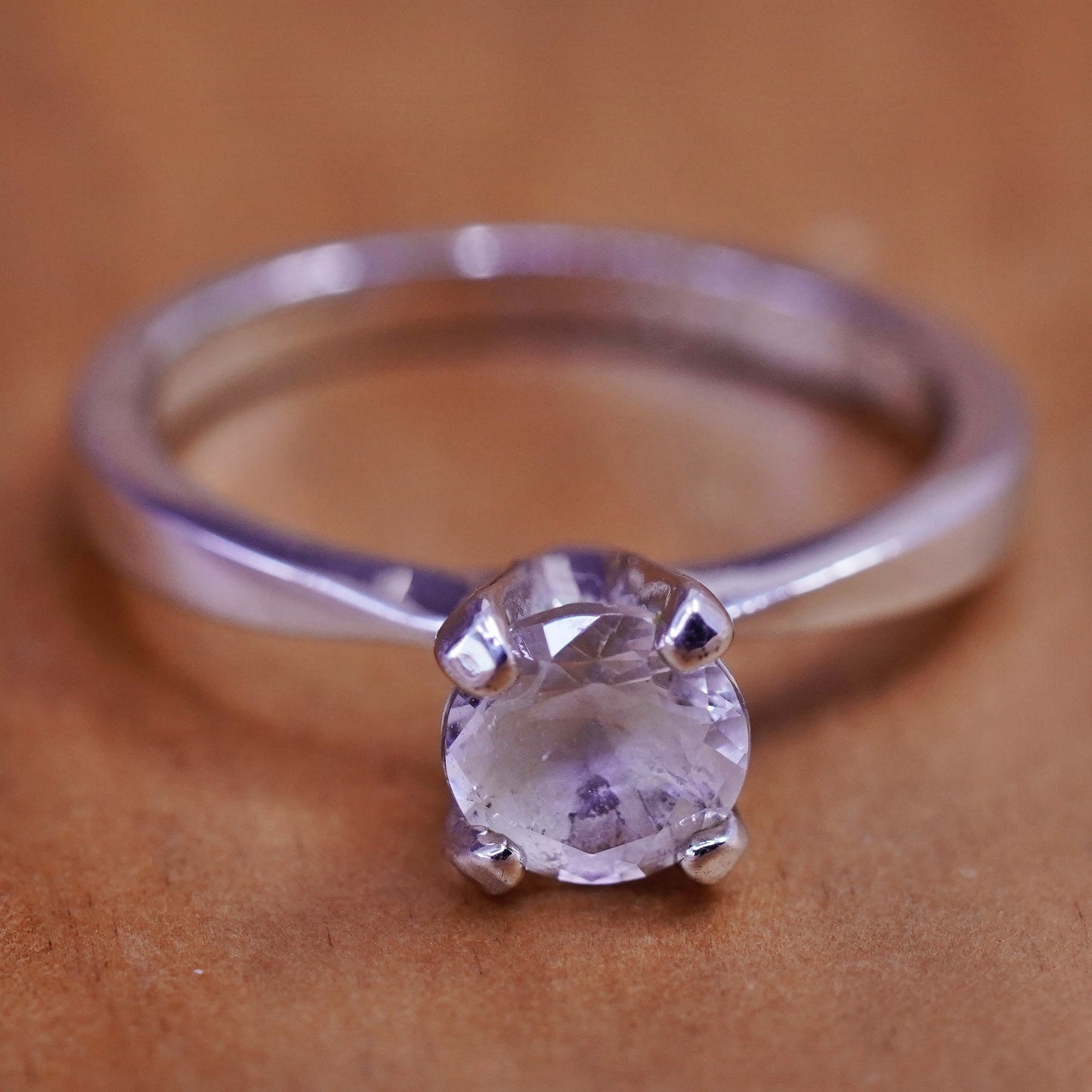 Size 7, vintage Sterling silver handmade ring, 925 engagement band with cz