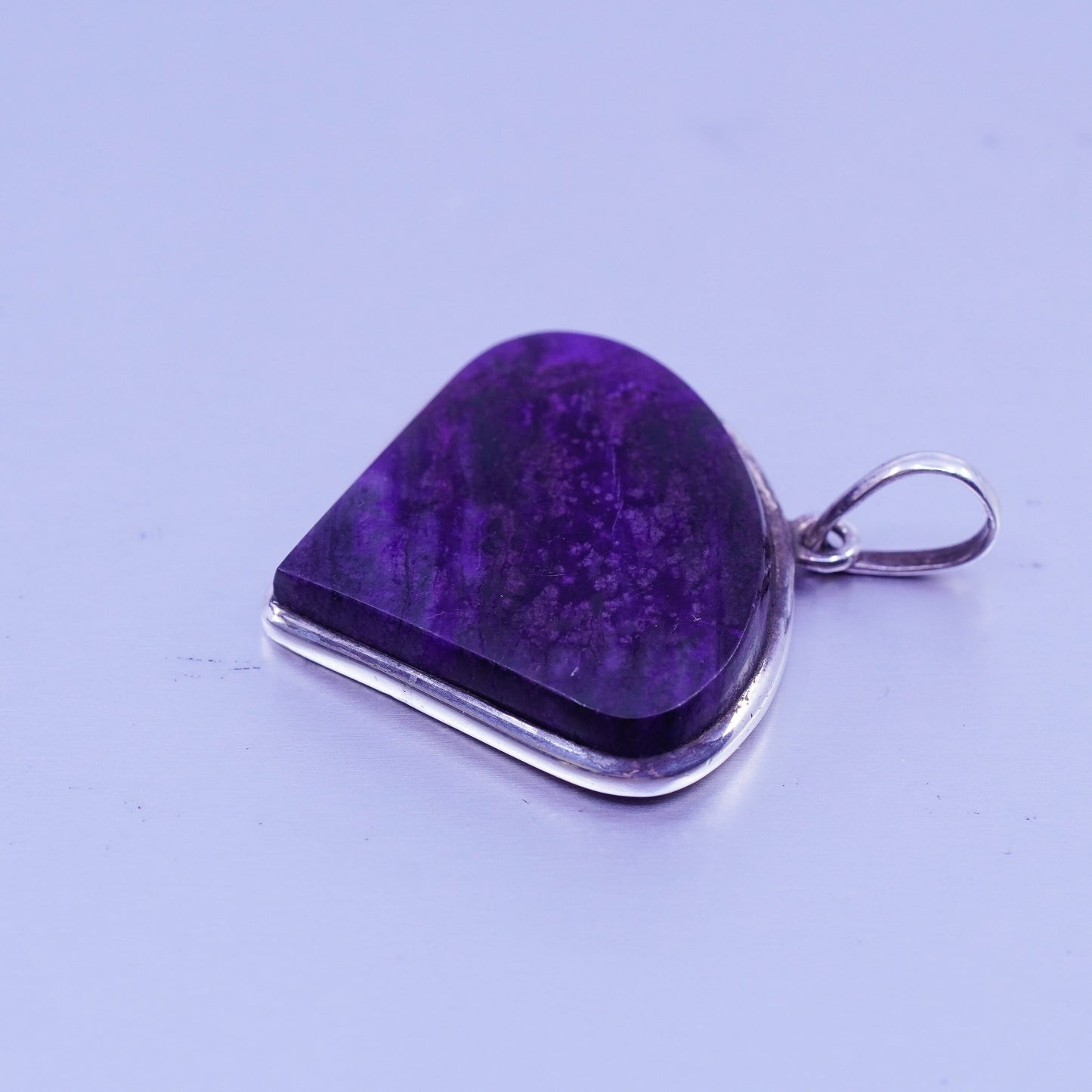 antique sterling 925 silver handmade charm teardrop pendant with purple jasper