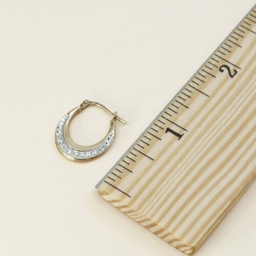 0.75”, Gold over sterling silver 925 earrings Hoops W Crystal, Stamped 925