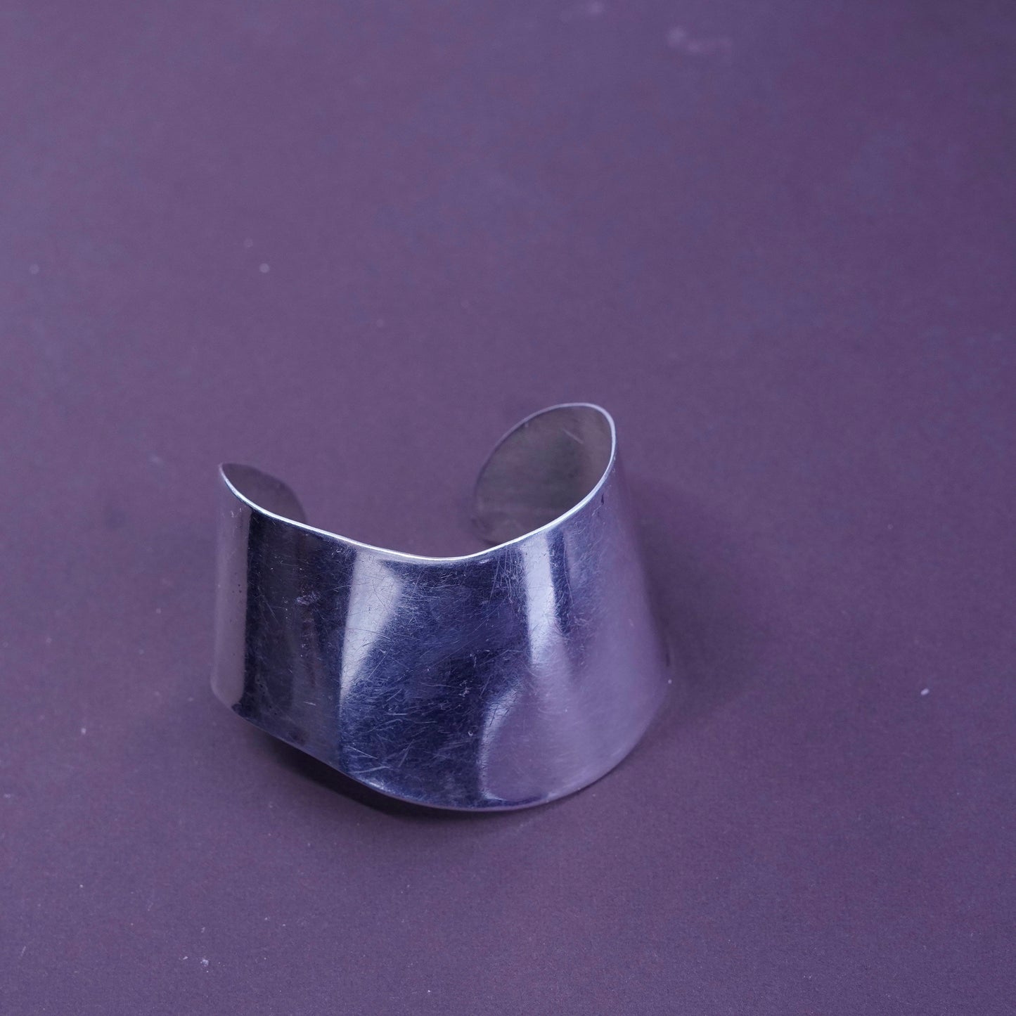 6”, Vintage Sterling silver handmade bracelet, modern 925 wide cuff