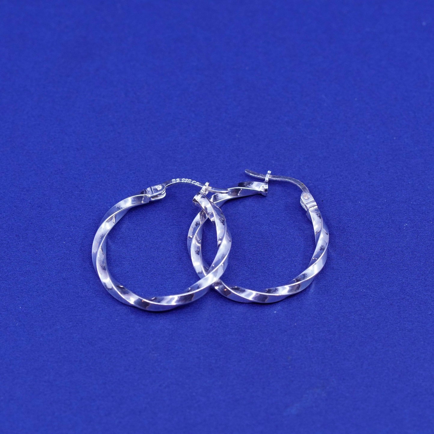 1”, Sterling silver handmade earrings, twisted 925 modern minimalist hoops