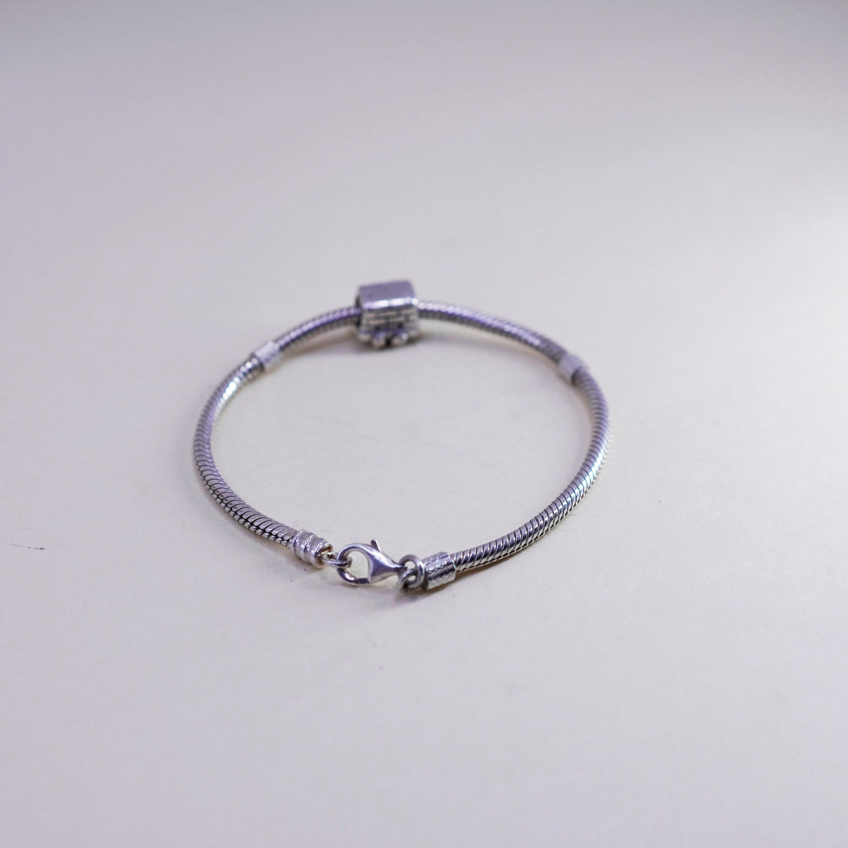 7”, Italy Sterling 925 silver bracelet, bold snake chain with basket charm