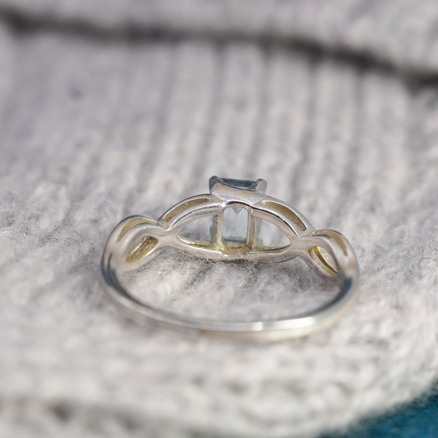 Size 11.25, vintage Sterling silver handmade ring, 925 stackable ring w/ topaz