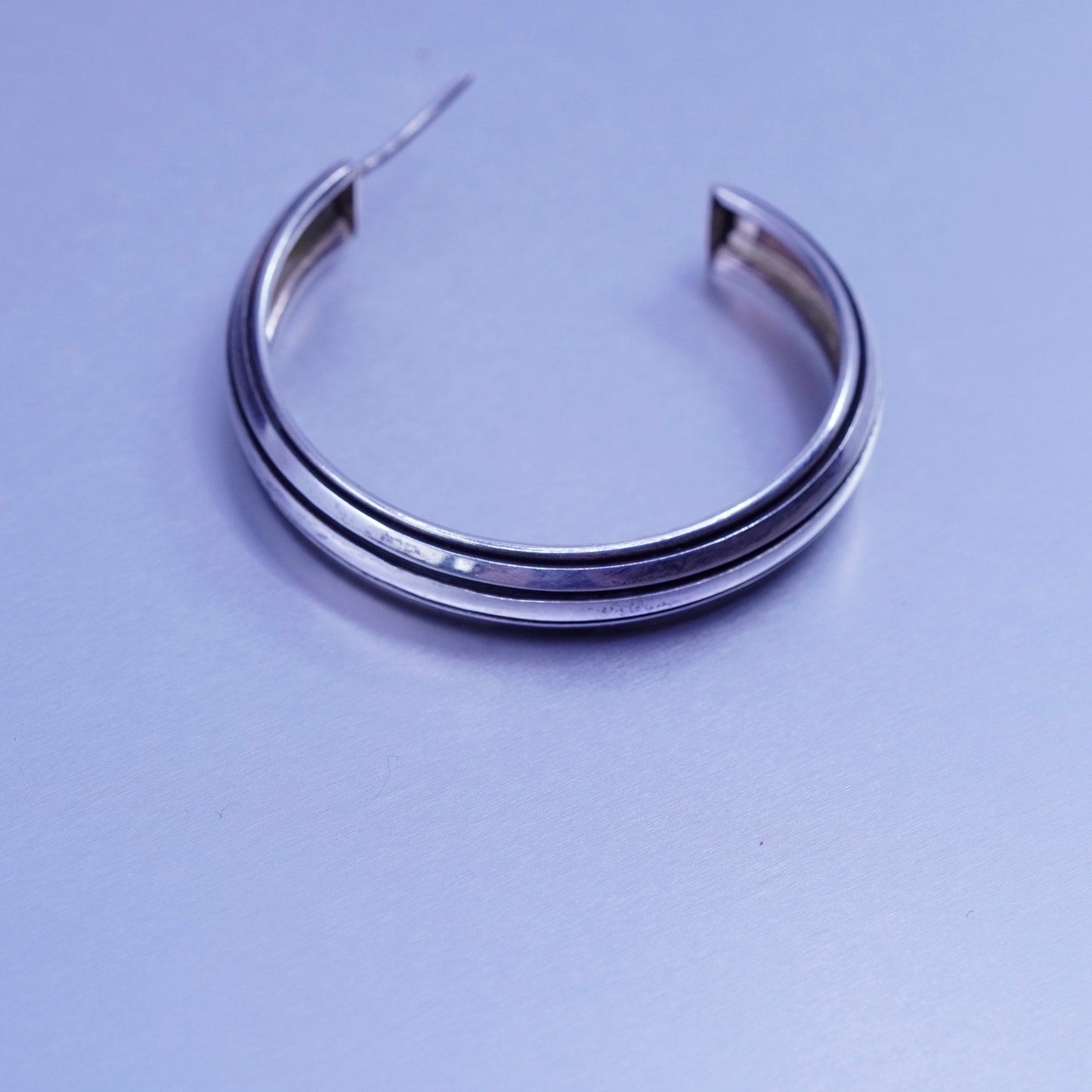1.75”, vintage Sterling silver handmade earrings, modern 925 oval hoops