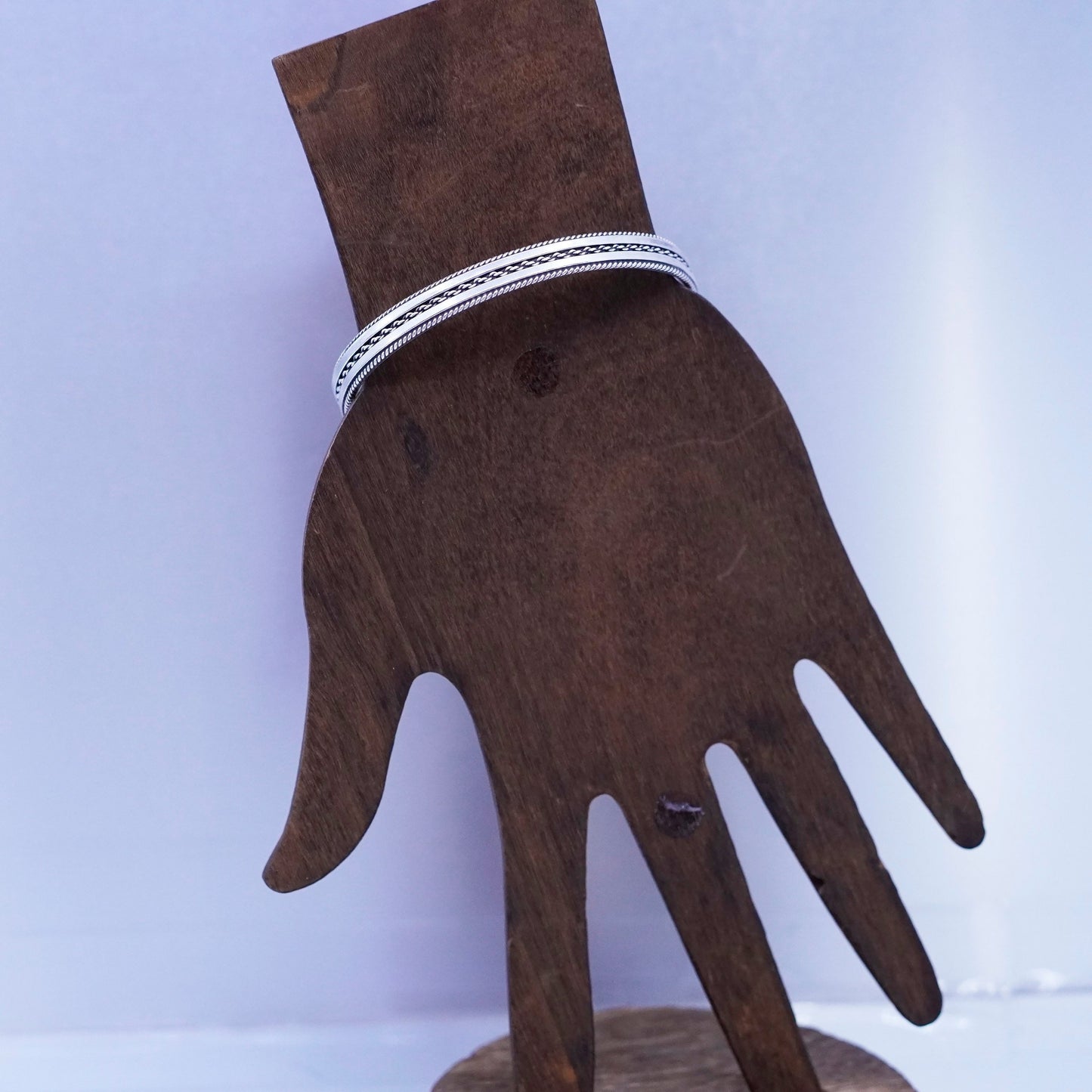 7.25”, Native American Tahe Navajo Sterling 925 silver bracelet, cable cuff