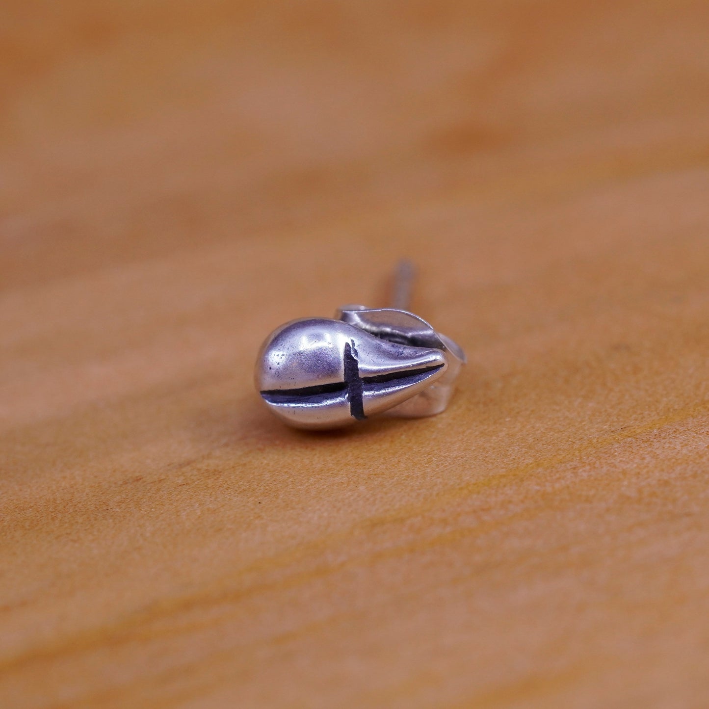 Vintage Sterling silver handmade earrings, 925 teardrop studs