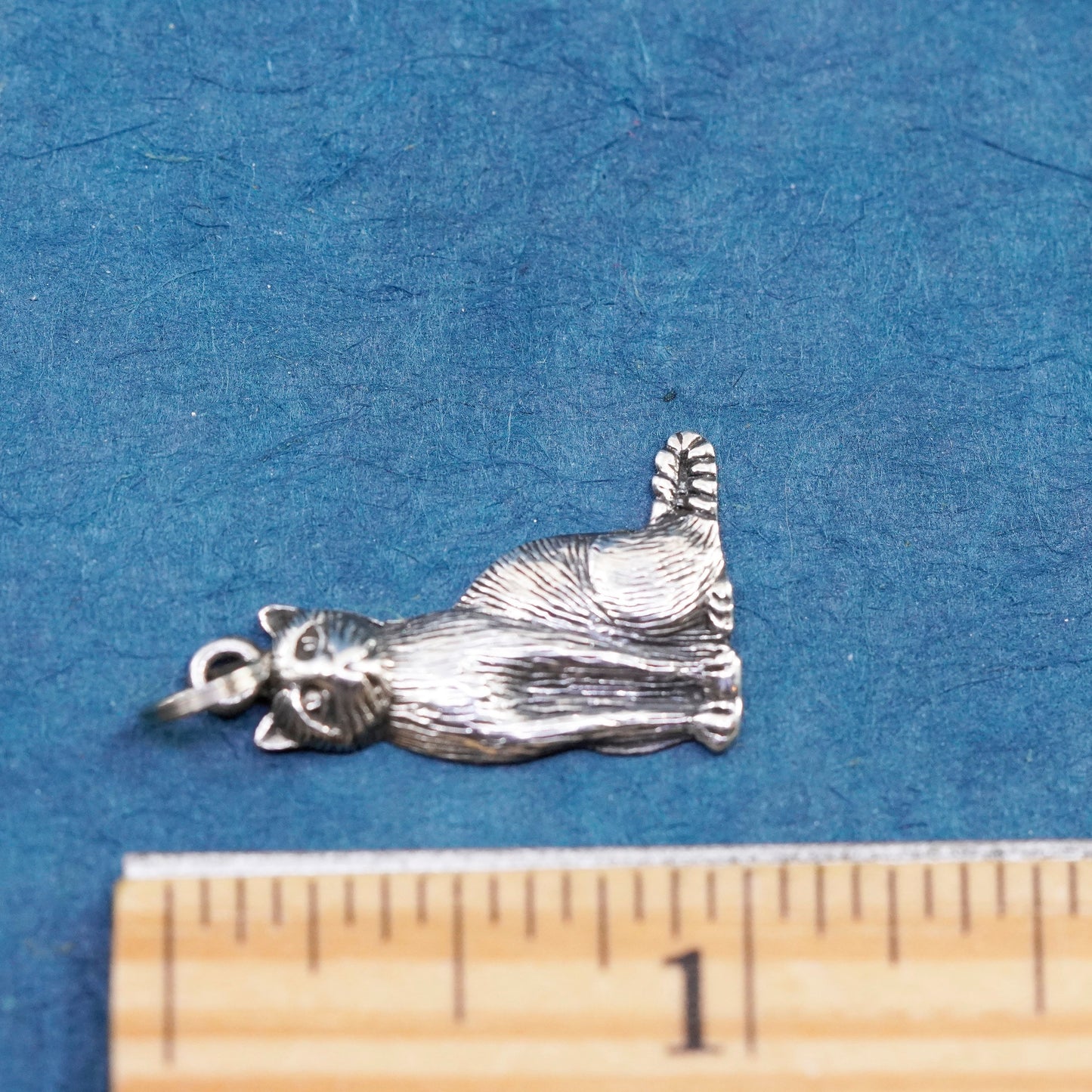 Vintage Sterling silver Handmade pendant, 925 kitty cat charm