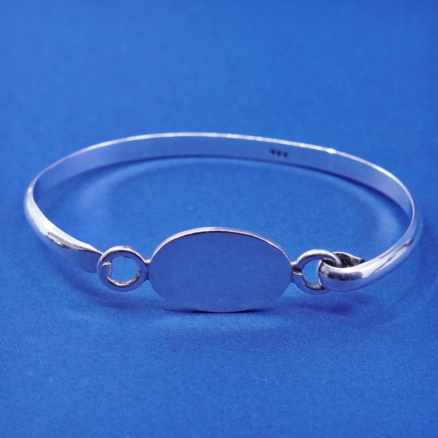7.25”, vintage Sterling silver handmade bracelet, 925 bangle with blank disc