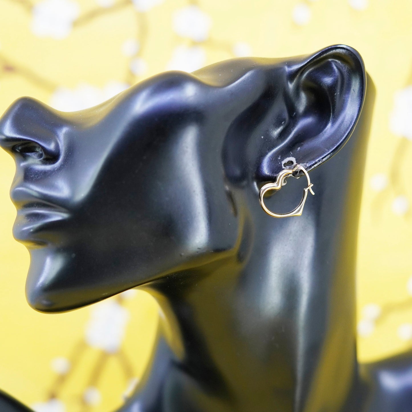 0.75”, vermeil gold over Sterling silver earrings, 925 heart hoops