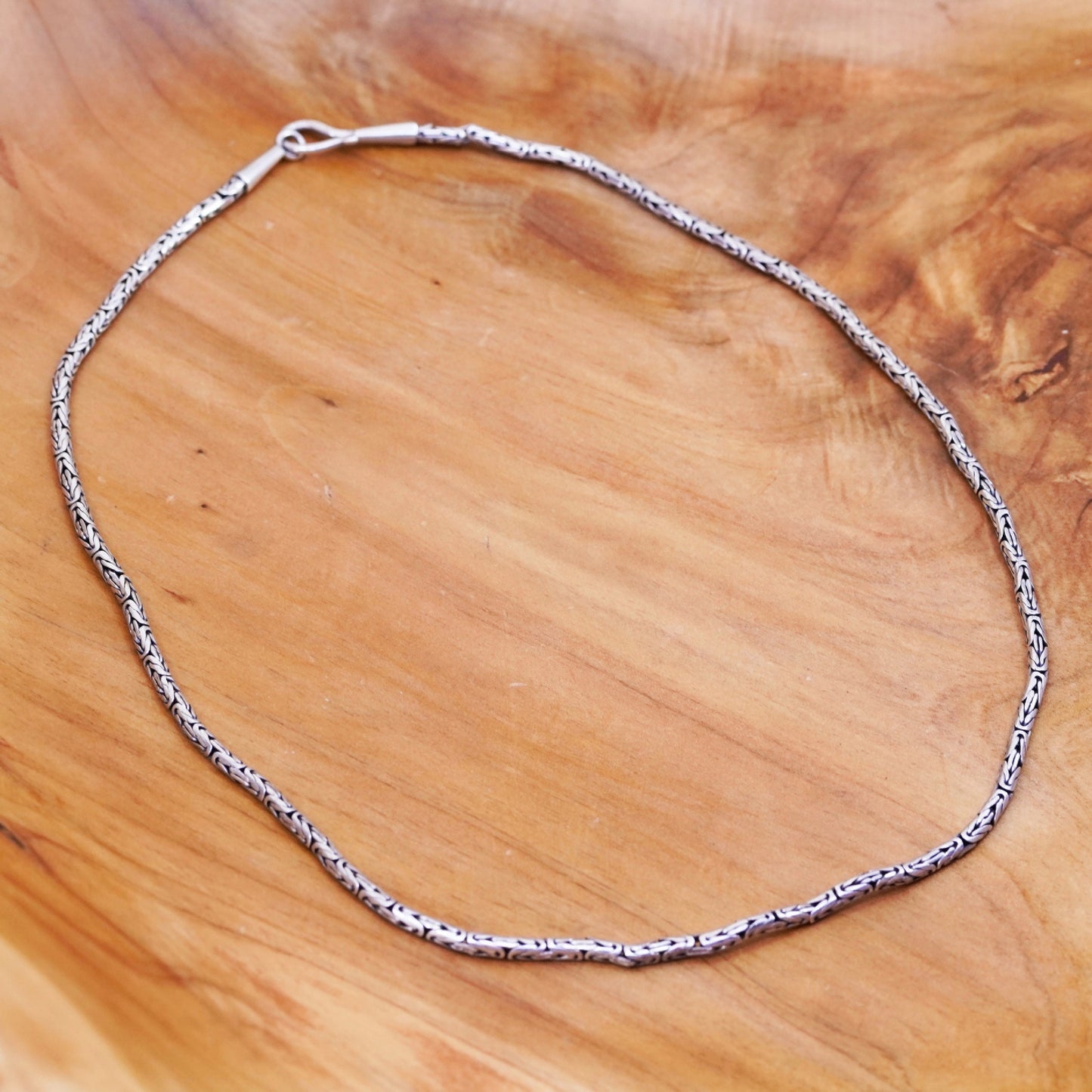 18”, 3mm, vintage Sterling silver Birdcage chain, 925 Byzantine men’s necklace