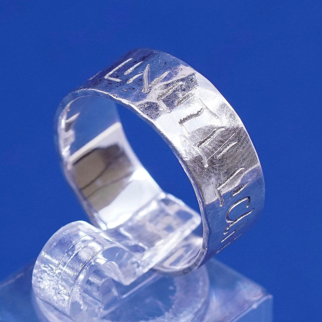 sz 7, vtg Sterling silver handmade ring, 925 band w/ Hammered