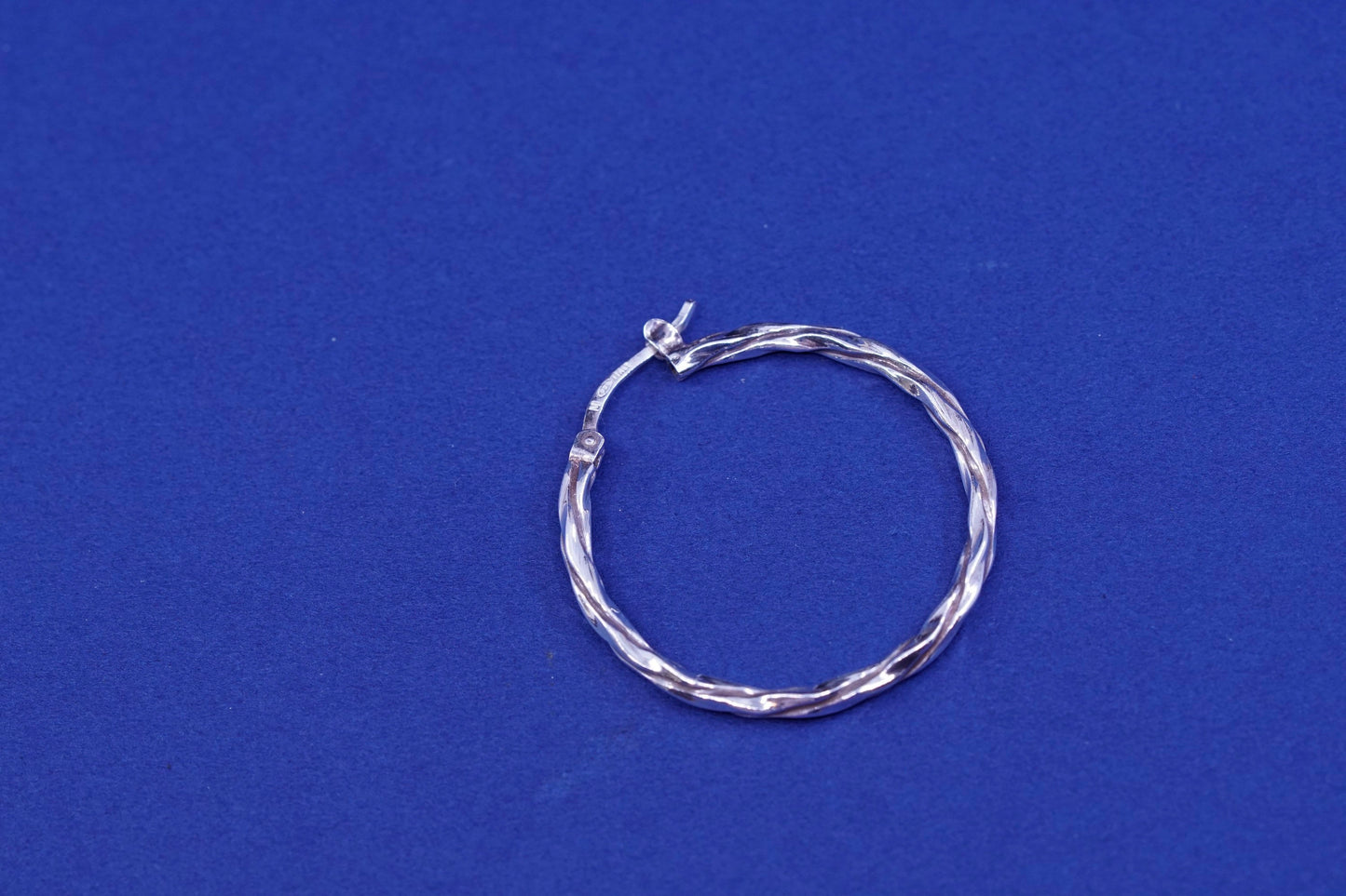 1.25”, vintage milor Sterling silver twisted hoop earrings, 925 textured huggie