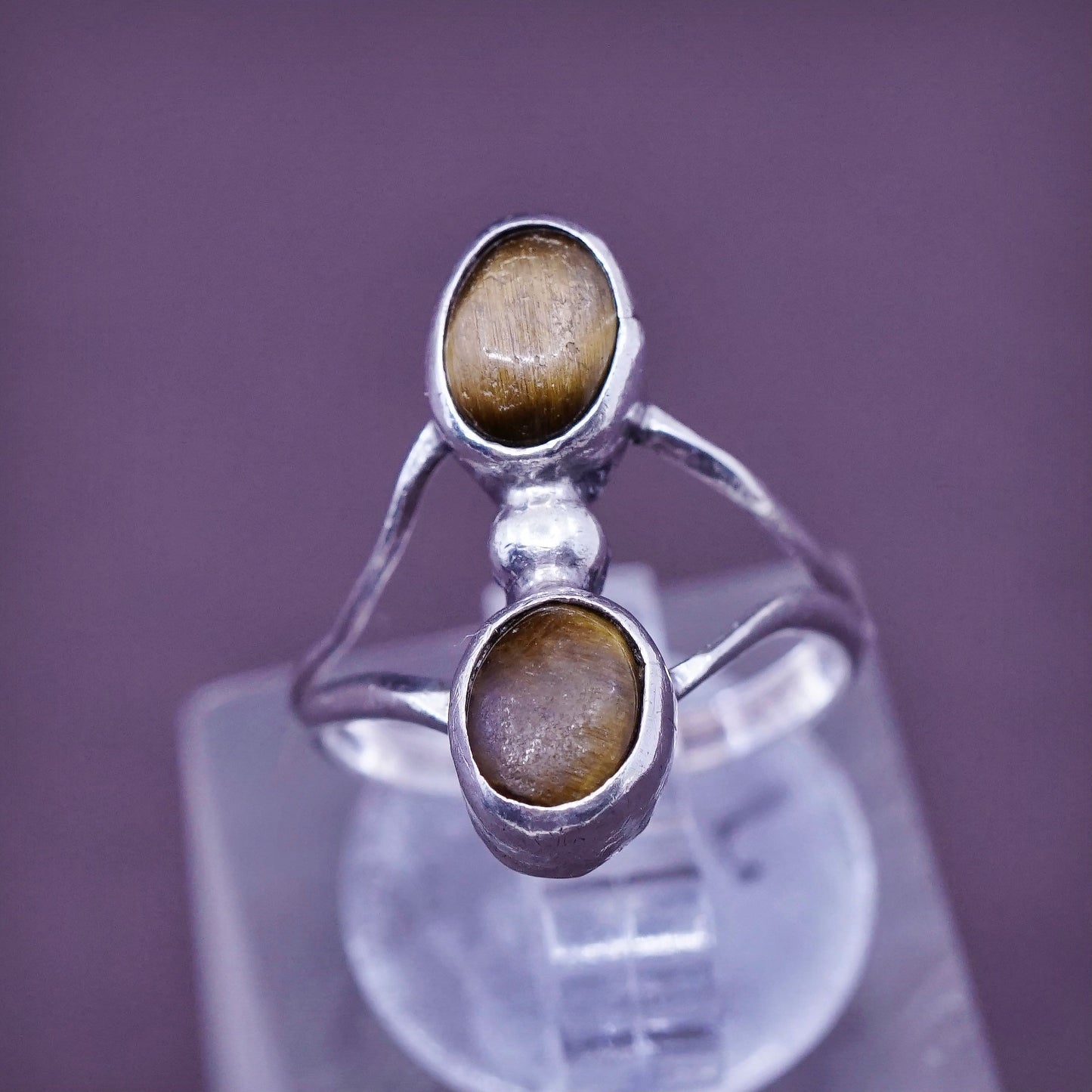 Size 3, vintage Sterling 925 silver handmade ring with golden tiger eye