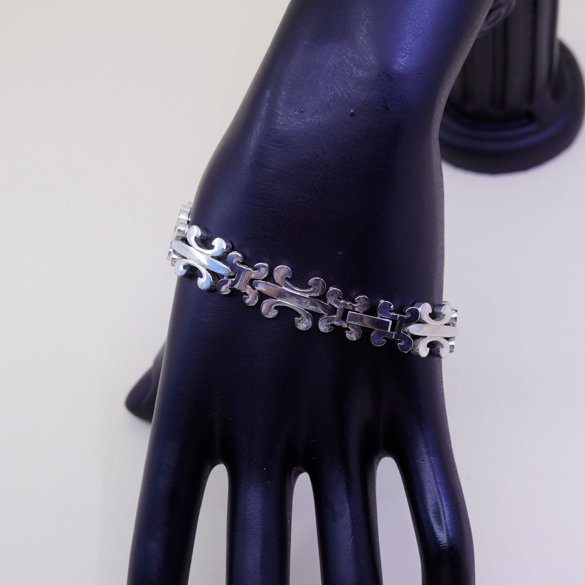 7.75”, French sterling silver tennis bracelet, 925 men’s the fleur-de-lis chain