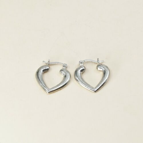 0.5” sterling silver 925 Heart Huggie earrings Hoops, stamped 925 Thailand