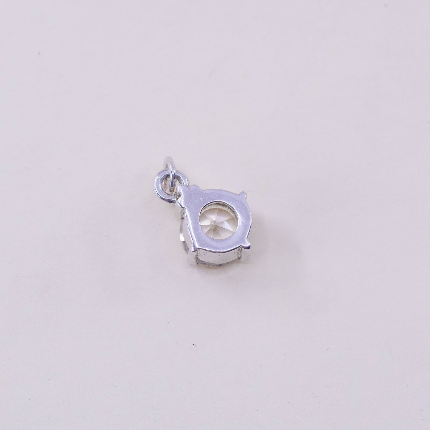 Vintage sterling silver handmade pendant, 925 cz charm