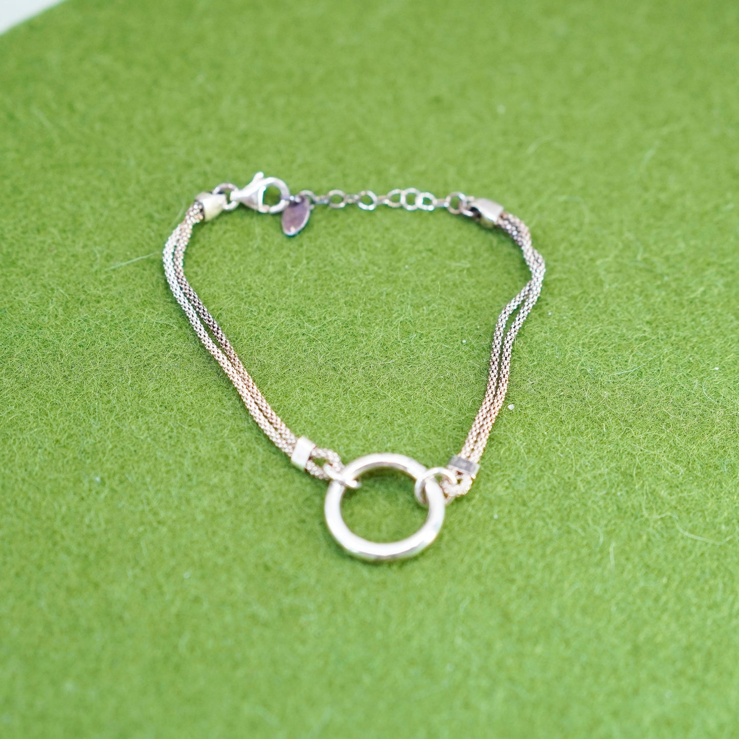 6+1”, Dyadema multi strands sterling silver bracelet popcorn chain circle charm