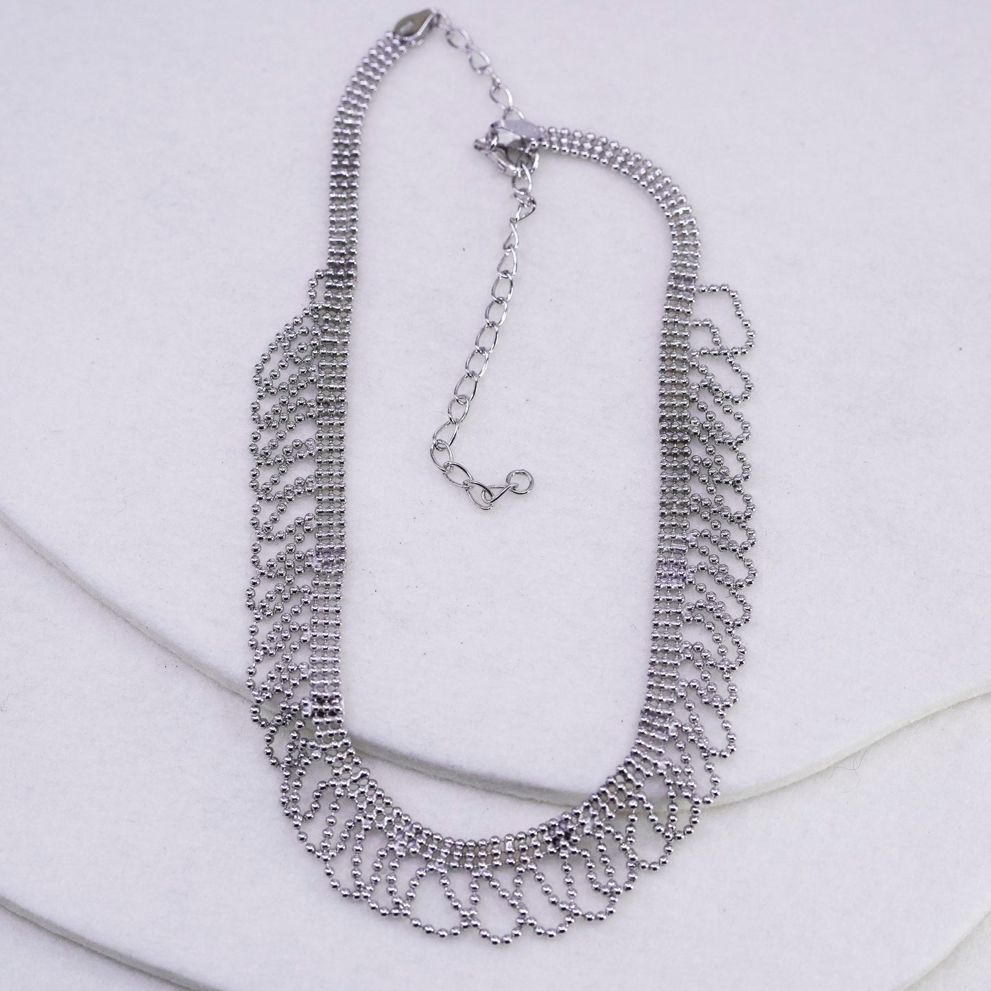 12+4”, vintage Sterling 925 silver multi strands choker collar necklace