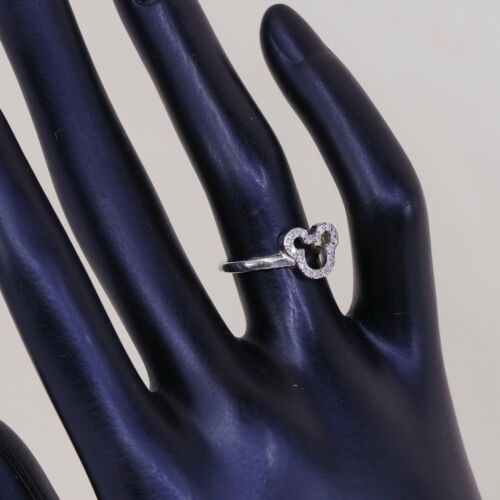 Sz 5, Vtg Sterling Silver Fashion Ring, 925 Silver Mickey Ring W/ Cz