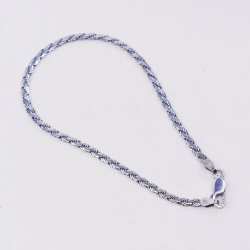 8”, 4mm, Sterling Silver Handmade Flatten Nugget Bracelet, Stamped 925 Italy