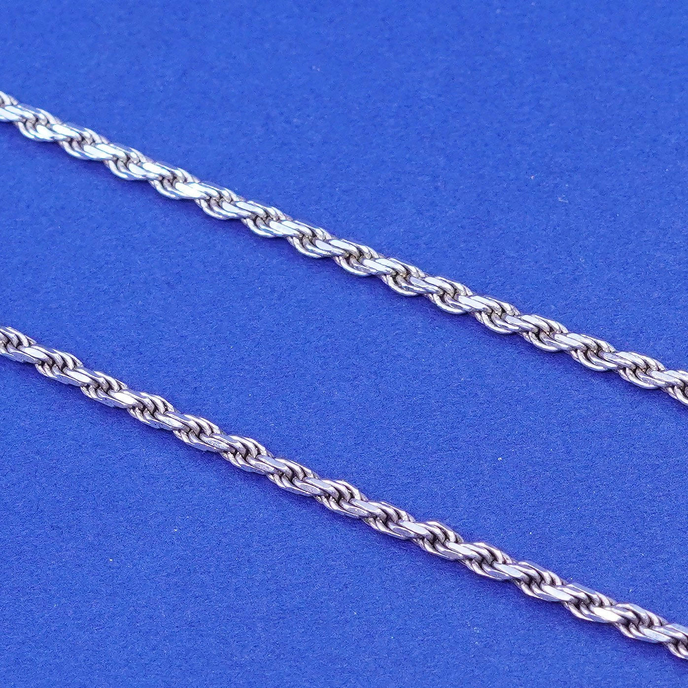 18”, 2mm, vintage Sterling silver handmade necklace, 925 rope chain