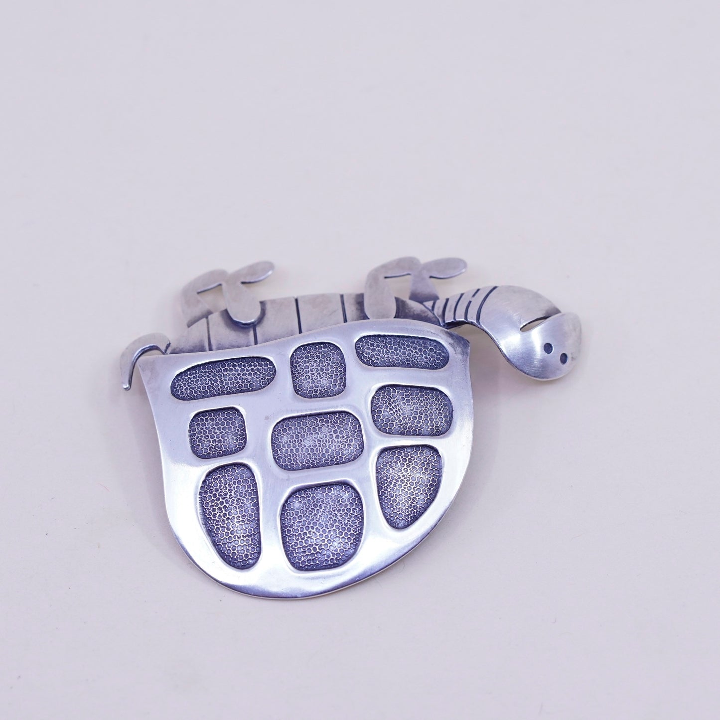 Vintage Sterling silver handmade brooch, 925 turtle brooch