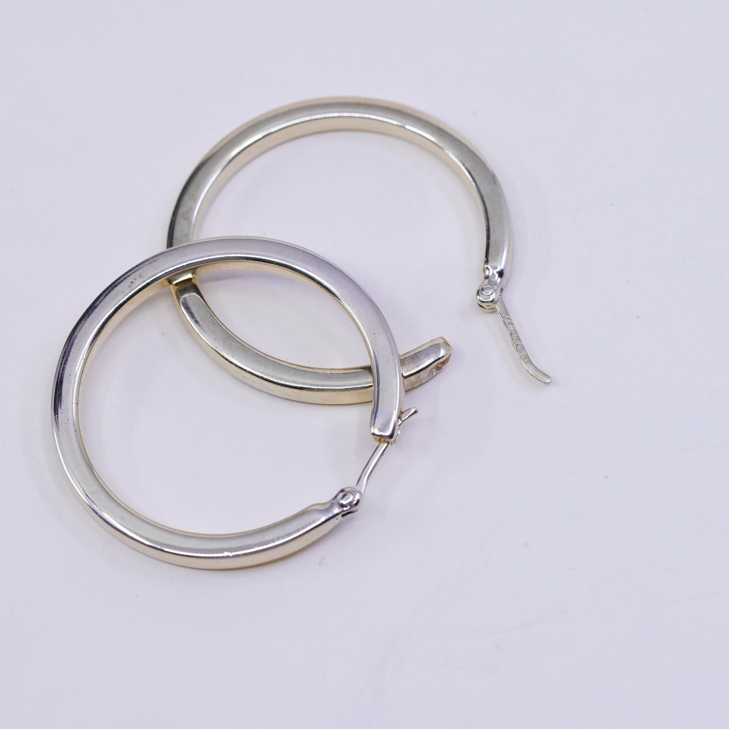 1.25”, Vintage vermeil gold over sterling silver loop earrings, 925 hoops
