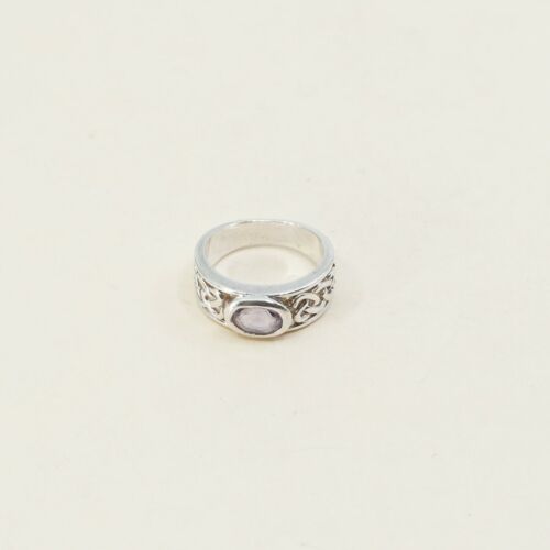 Sz 5, Irish Sterling Silver handmade Ring, 925 Ring W/ amethyst, stamped 925
