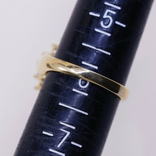 Sz 6, vermeil, gold over Sterling Silver Ring W/ ruby N Cz Around, stamped 925