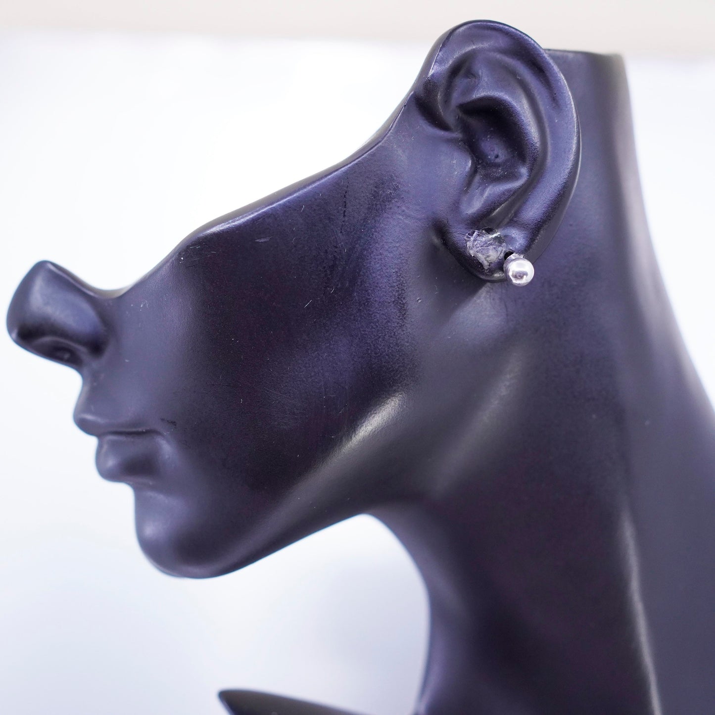 5mm, Vintage Sterling 925 silver handmade earrings, bead studs