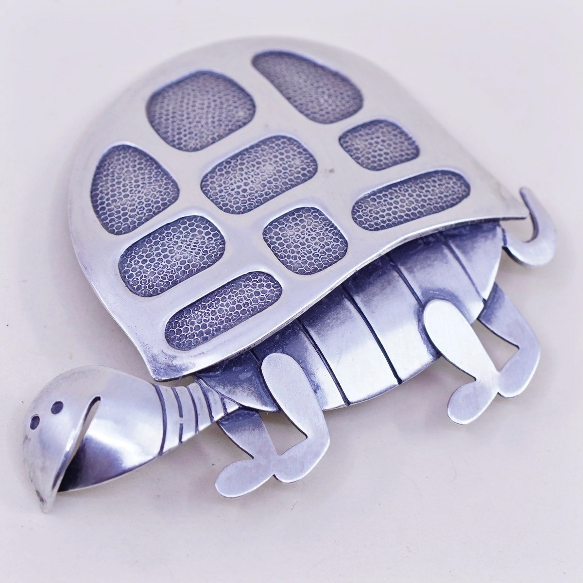 Vintage Sterling silver handmade brooch, 925 turtle brooch