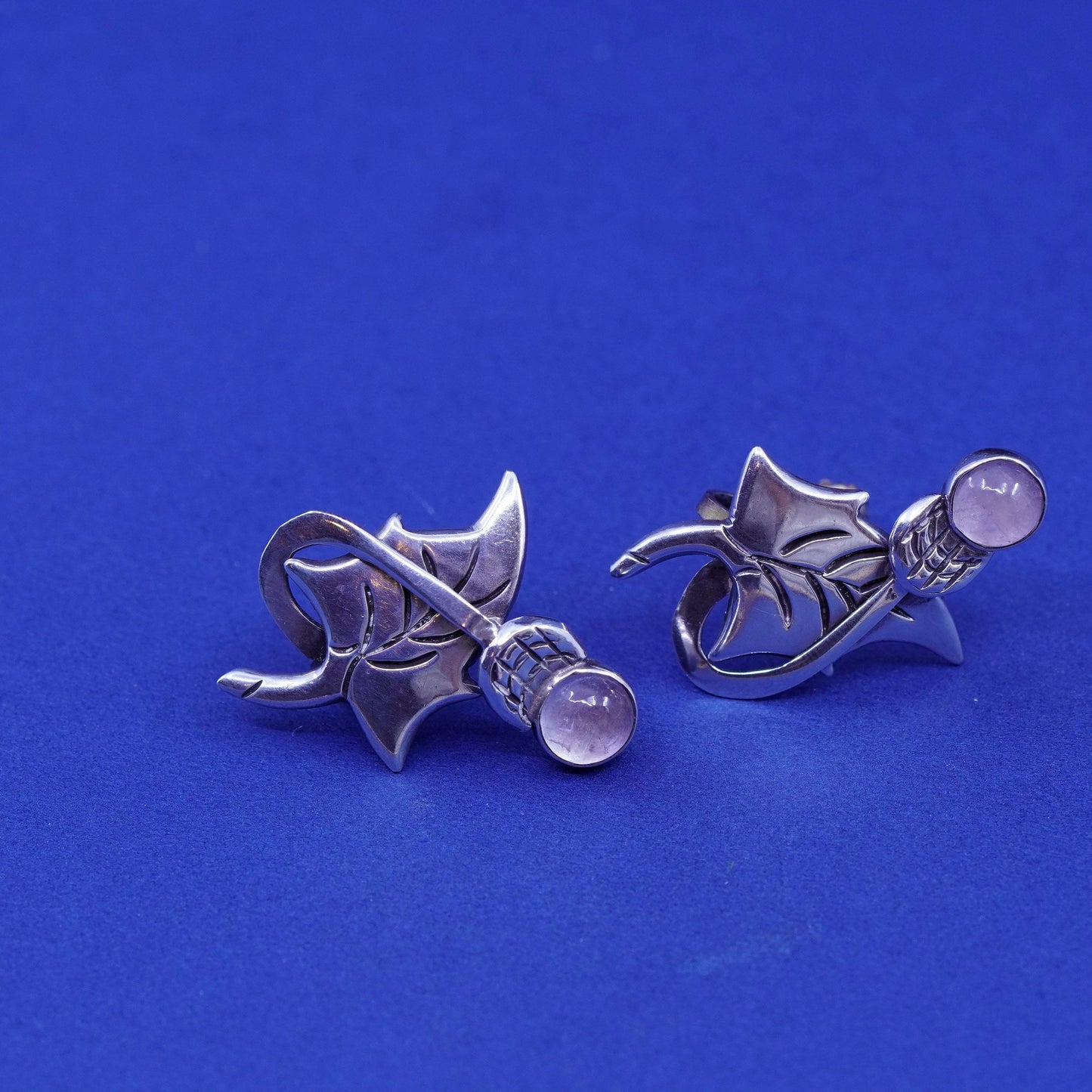 Vintage taxco Sterling silver screw back earrings, 925 dandelion crystal bead