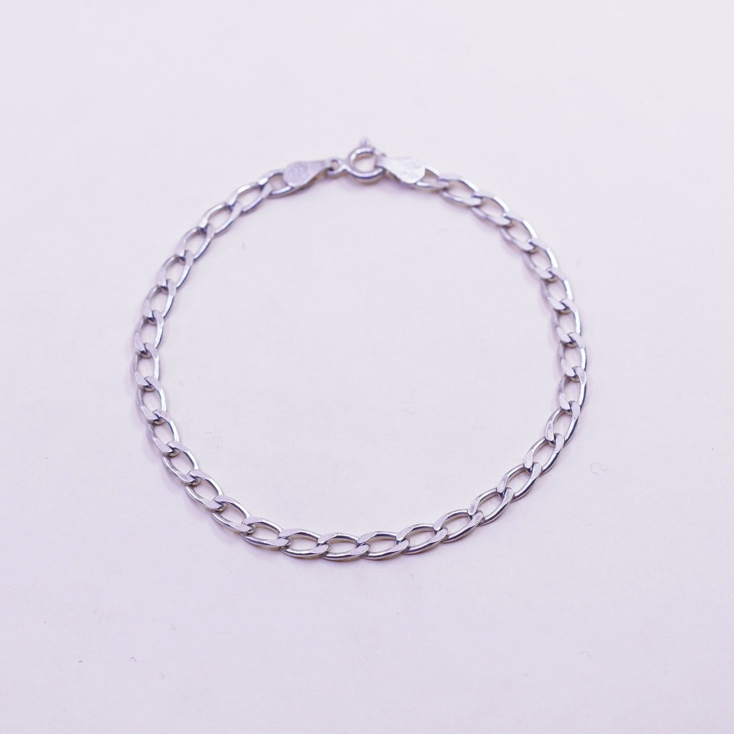 7.25”, Vintage milor sterling silver flatten curb bracelet bold 925 men’s chain