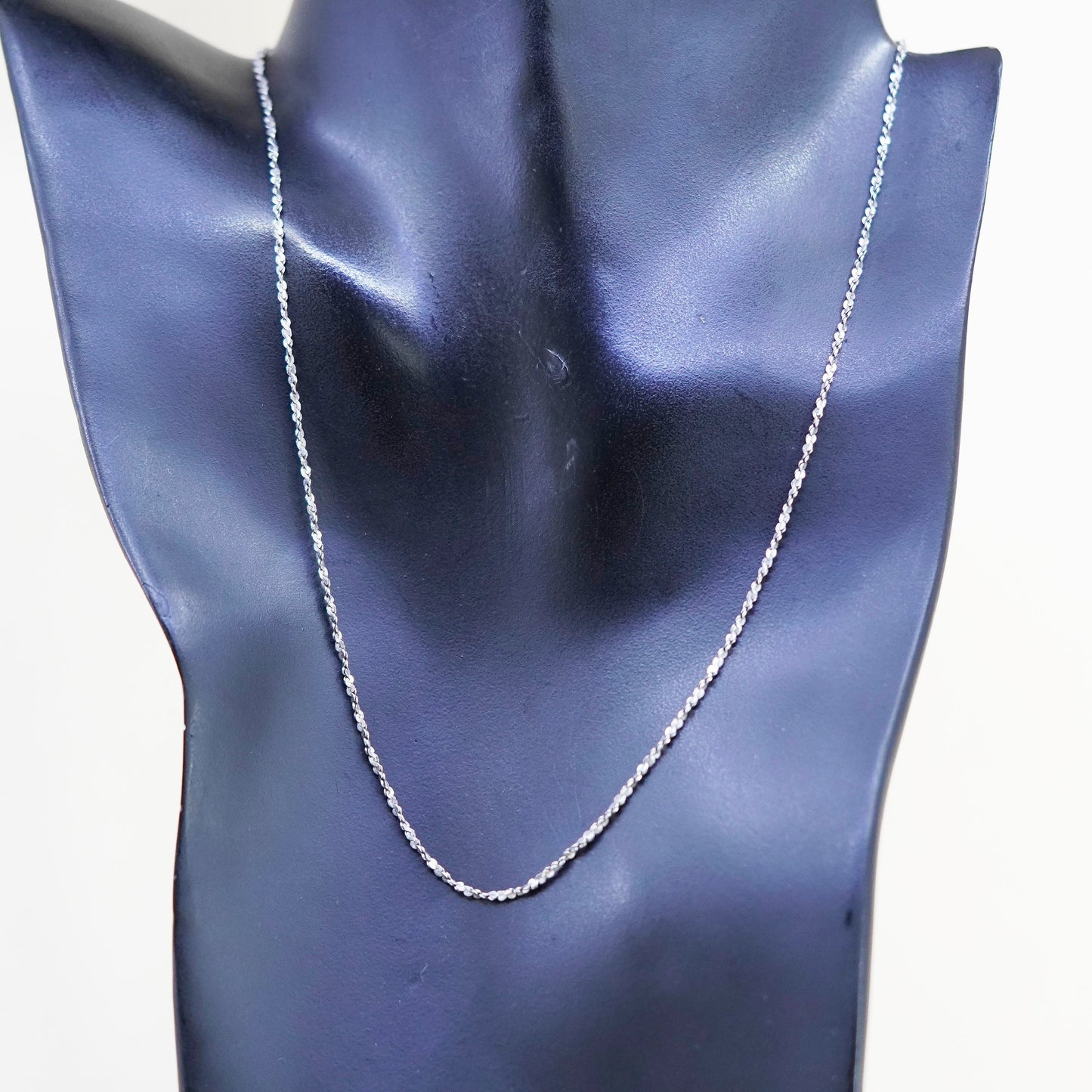 18”, 1.6mm, Vintage sterling silver Italy 925 twisted nugget chain, necklace