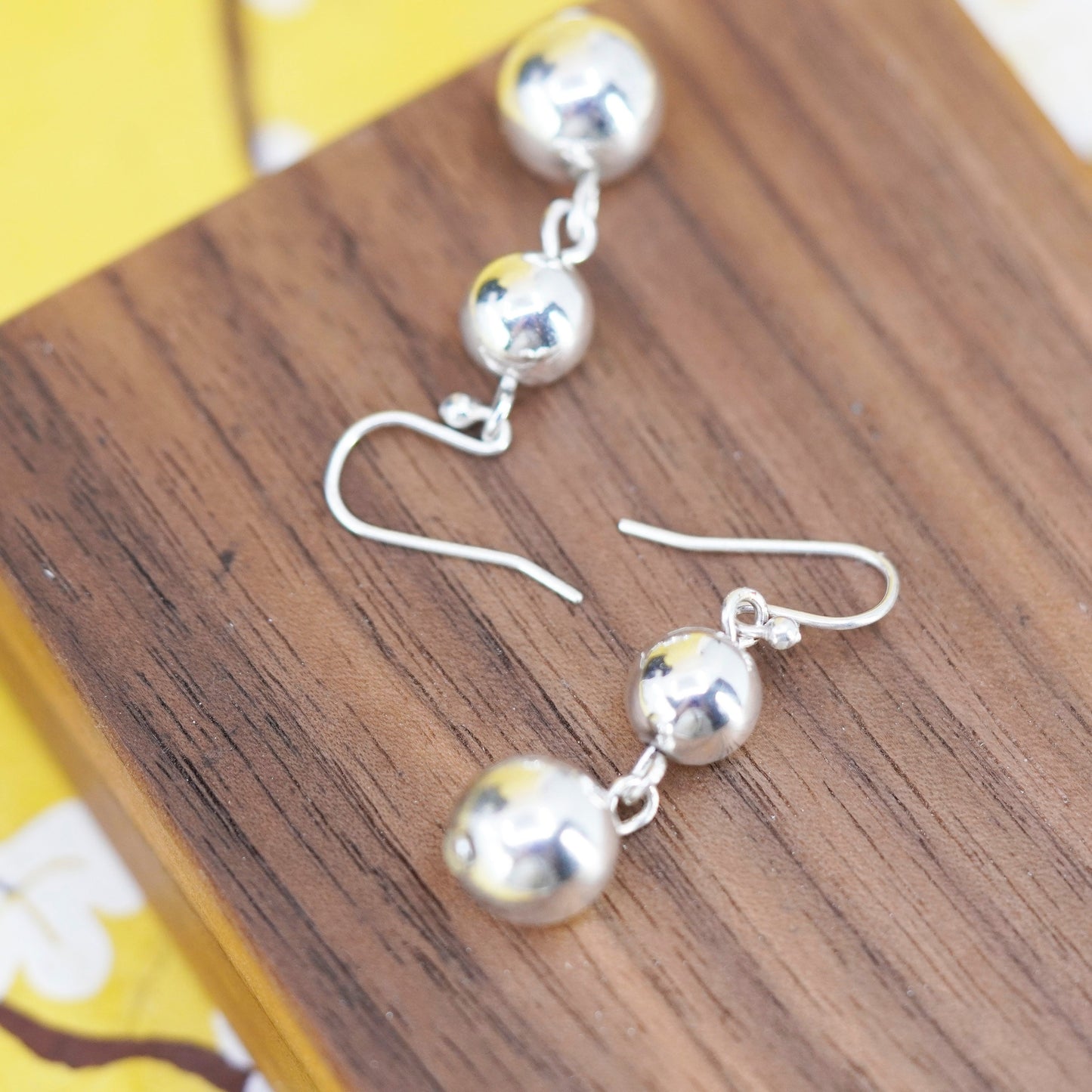 Vintage Sterling silver handmade earrings, 925 beads drops