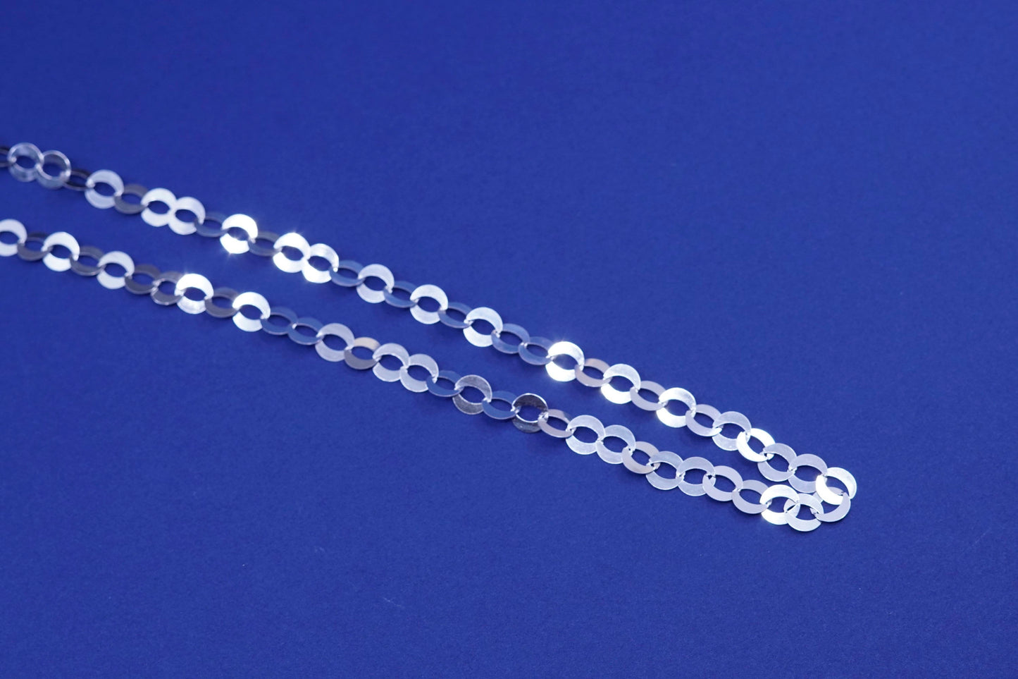 17”, 7mm, vtg milor Sterling silver handmade necklace, 925 flatten circle chain