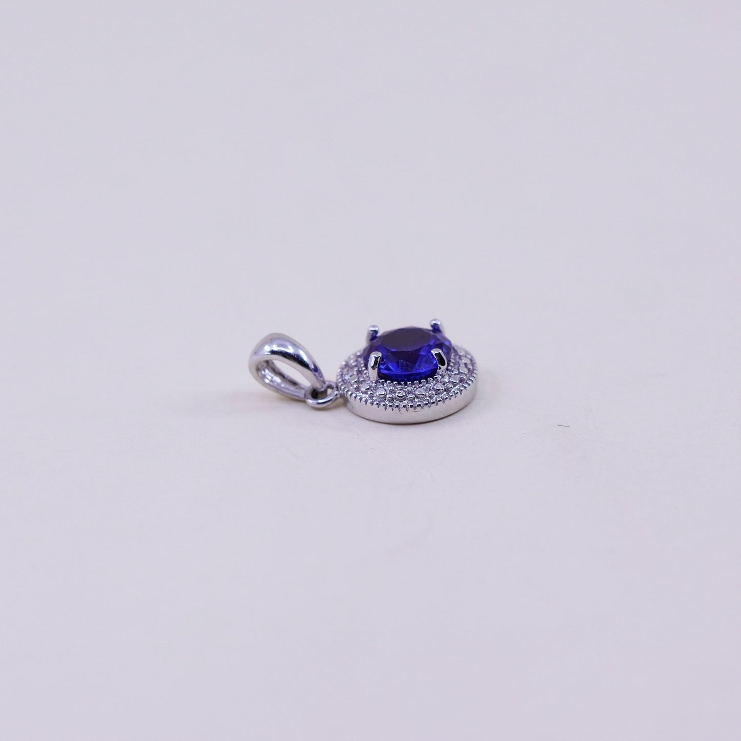 vintage sterling 925 silver handmade pendant with topaz and diamond