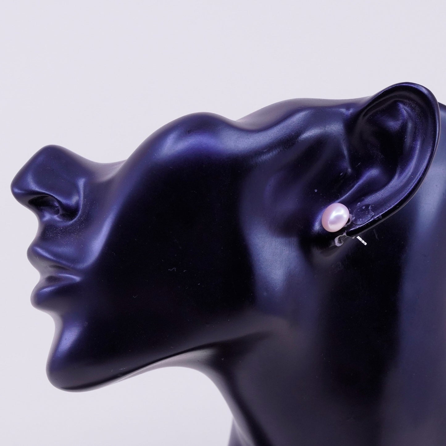 Vintage sterling silver earrings, 925 studs with pink pearl